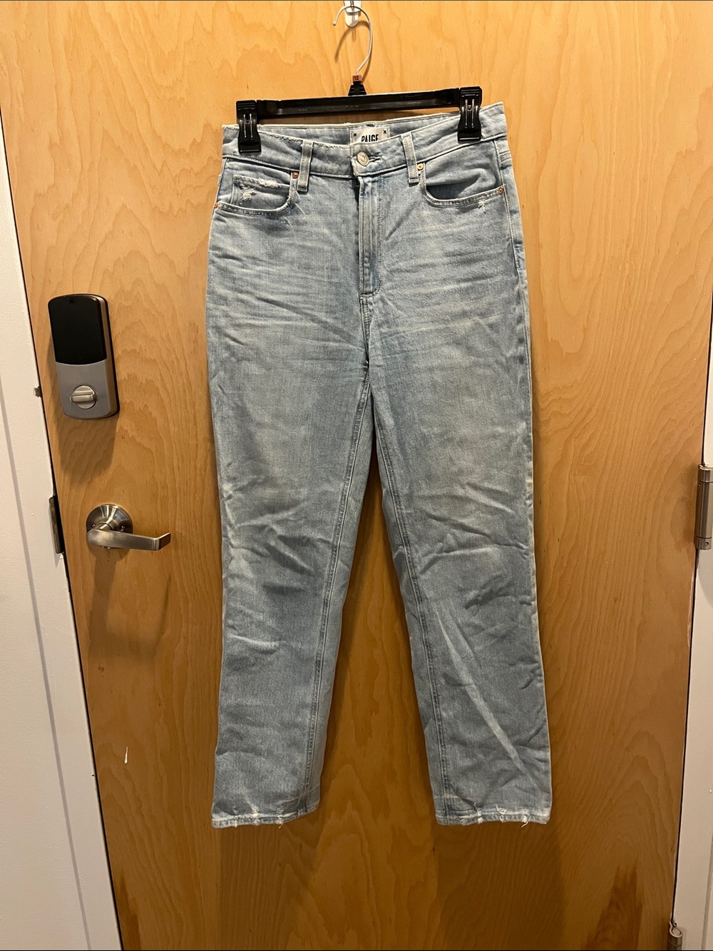 PAIGE Light Wash High-Rise Straight Jeans - Pale Blue
